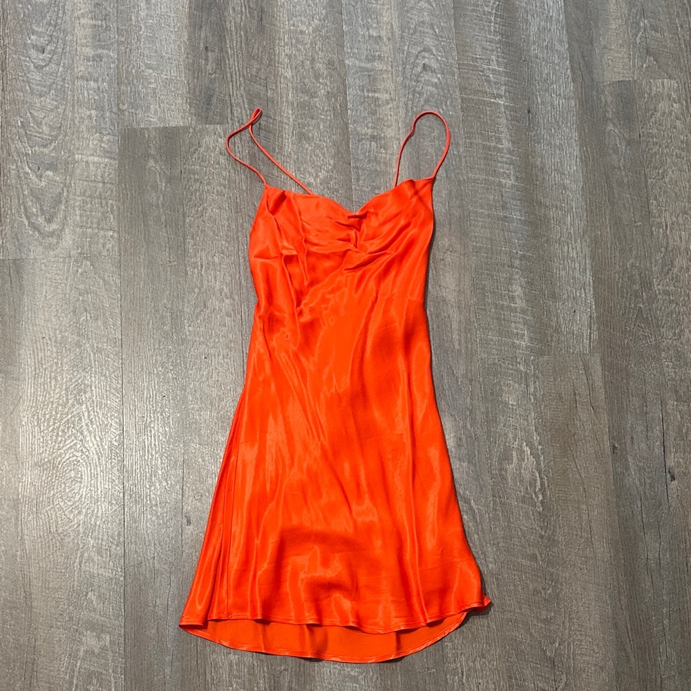 Zara Orange Satin Slip Mini Dress 🍊